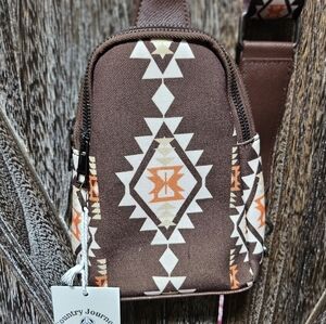 NWT Brown And Orange Aztec Women's Sling Bag